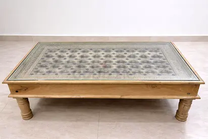 Hand-Carved Solid Wood Antique Coffee Table