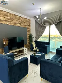 Nice furnished apartment with a great sea view, spacious, in a prime location with pool, gym, and pr