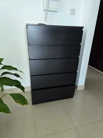 IKEA, KULLEN Chest of 5 drawers, black-brown