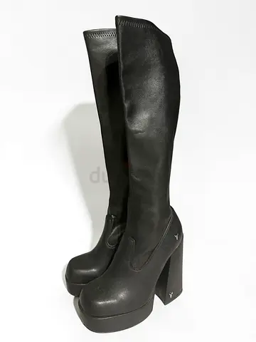 Windsor Smith Black Leather Knee-High Platform Boots | EU 38 | Like New | Worn Twice
