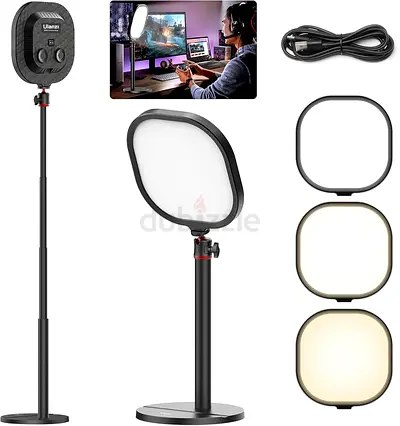 Ulanzi Adjustable LED Panel Desk/Streaming Light with Stand — 3 Color Filters
