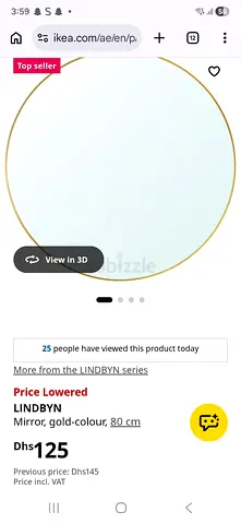 Round Gold-Rim Wall Mirror (80 cm) - IKEA LINDBYN style