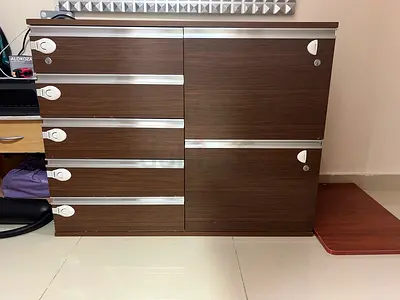 Wooden 6-Drawer Cabinet with Side Cupboard — Good Condition