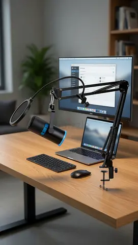 Gaming Microphone Kit – RGB Mic + Boom Arm + Headphones – New 🔥