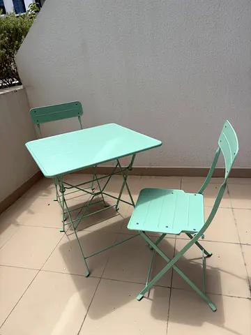 IKEA Outdoor Folding Set - Mint Green, 2 Chairs + Table
