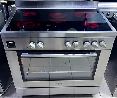 Whirlpool latest model full electric ceramic 5 hobs stove oven fan cooking range 90x60.