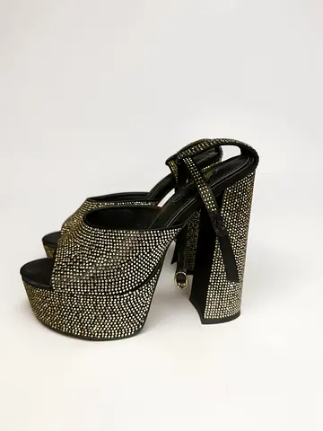 Mono Platform Heels | Gold Crystal Embellished | Size 37 | Worn Twice