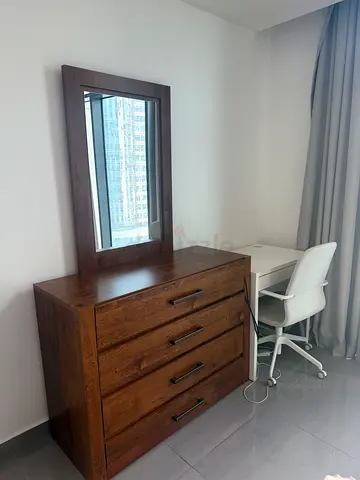 Solid Wood Chest of Drawers with Mirror — Good Condition + little desk and chair