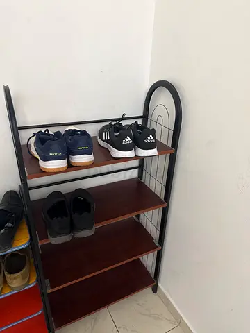 Metal and Wood 4-Tier Shoe Rack - Minimalist Design
