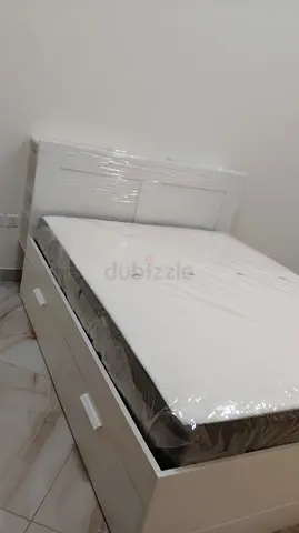 Ikea White storage bed with mattress - New