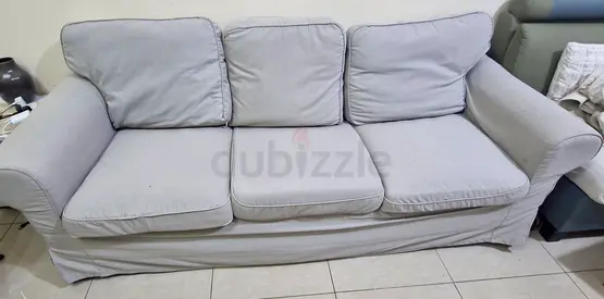 Light grey 3-seater fabric sofa - good condition