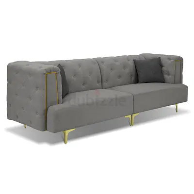 Gray 100% polyester thick 4 seater sofa