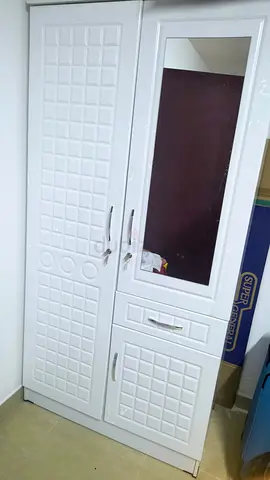 White Free-Standing Wardrobe with Mirror - Good Condition