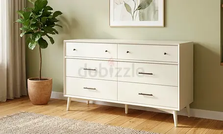 West elm mid century White 6-Drawer Dresser / Chest in Good Condition