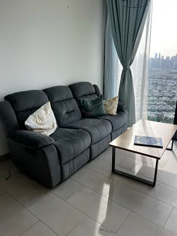 Dark Grey 3-Seater Reclining Sofa – Good Condition