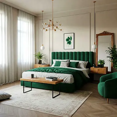 Modern Green Velvet King size Bed Frame Brand New