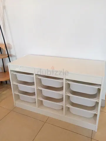White Storage Cabinet with 12 Pull-Out Plastic shelves