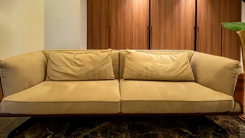 Comfortable 2-Seater Beige Sofa - Good Condition