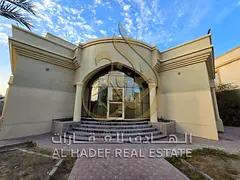 A luxurious villa for annual rent in Al Rahmaniya, Sharjah, offering a spacious 15,000 sqft layout,