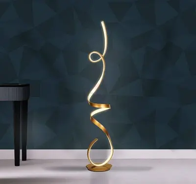 Modern Sculptural LED Floor Lamp - Gold Spiral Design