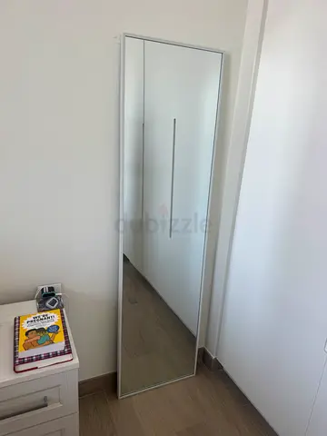 Full-length Wall Mirror with Slim White Frame — Good Condition