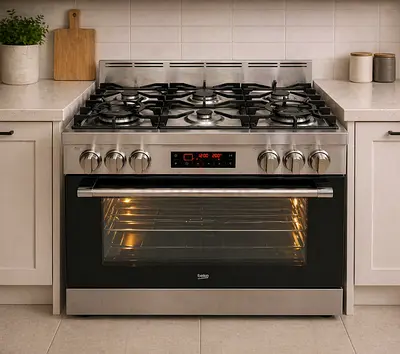Free delivery beko 6 burner top gas oven electric cooker with dual fan 90x60 cm