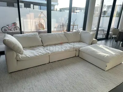 Marina home feather filled brand new sofa with ottoman white
