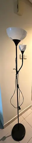 Floor Standing Torchiere Lamp with Adjustable Reading Light - Black