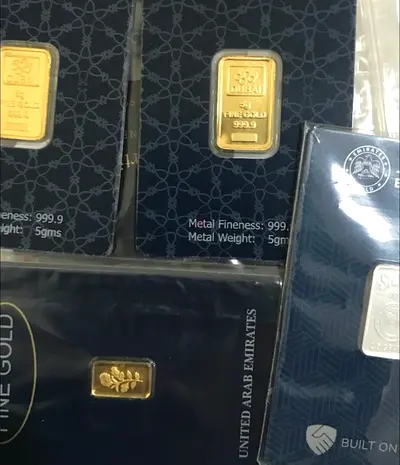 UAE Branded 5gm Gold  Silver Mini Bars - Sealed Mint Packs (Lot)