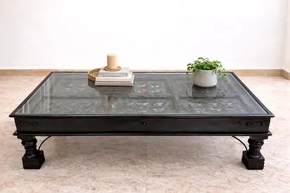 Hand-Carved Antique Solid Wood Coffee Table