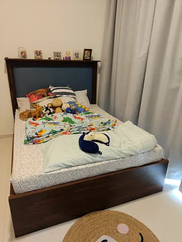 Queen sized bed with hydraulic storage and ortho foam mattress (with 7 year warranty).. 1 month use