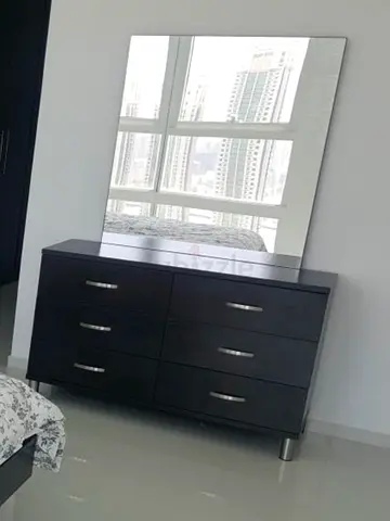 Dark Wood 6-Drawer Dresser with Large Mirror