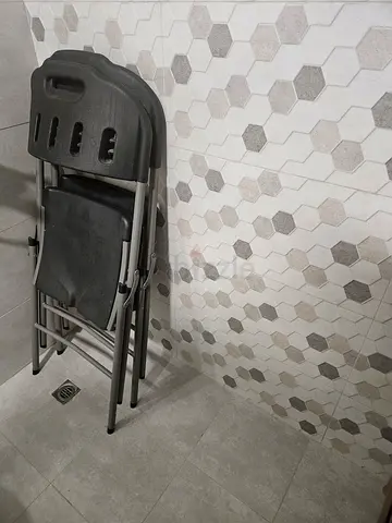 Set of 2 Heavyweight Folding Chairs — Black Plastic Seat with Metal Frame