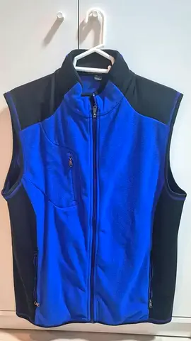 Ralph Lauren Blue and Black Mens Fleece Vest - Size L (zip pockets)