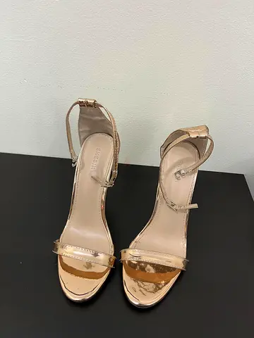 SHEIN Rose Gold High Heel Ankle Strap Sandals - Size 36, 5 inch