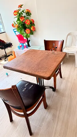 Solid Wood Square Dining Table with 2 Chairs - Used