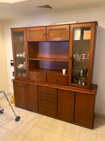 Wooden Display Cabinet with Storage Drawers - Good Condition