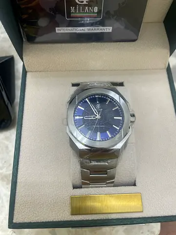 Mens Steel Analog Watch with Blue Dial in Box