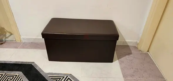 Brown Faux Leather Storage Ottoman / Bench (Excellent Condition)