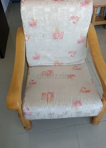Wooden Frame Armchair with Fabric Upholstery - Good Condition