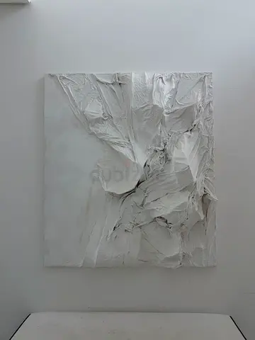 Large Textured White Relief Wall Art Canvas