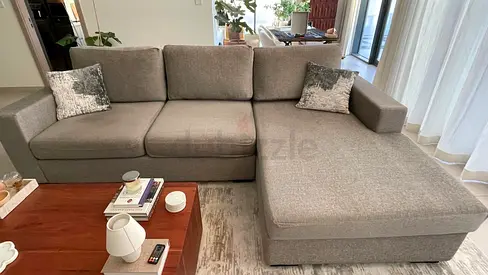 Gray custom made L shape sofa