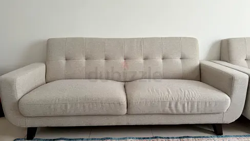 Light Grey 6 Seater (3+2+1) Fabric Sofa in Good Condition