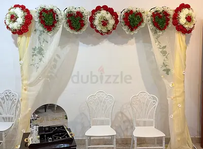 Simple floral wedding backdrop Customizable and free cost friendly  كوشة افراح بسرع متواضع