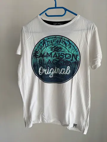 La Maison Blaggio Men White  Turquoise T-Shirt Size S - FIX PRICE