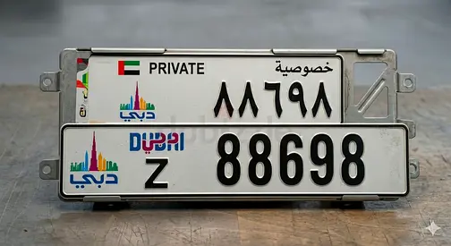 Pair of Dubai Private License Plates (88698) - Metal Frames Included