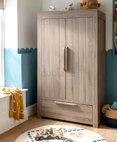 2-door wooden wardrobe with a bottom drawer