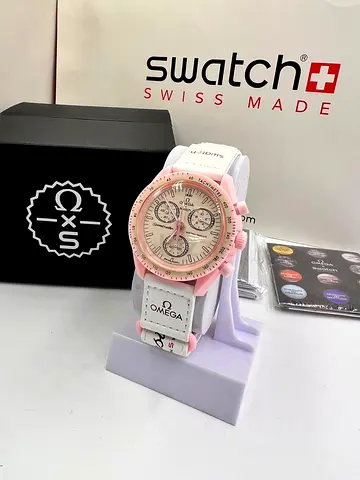 Omega x Swatch Mission on Earth Pink Chronograph (Master Copy New Watch )