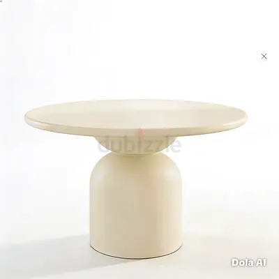 PAN EMIRATES Round Cream Pedestal Dining Table - Solid Base (SLIGHTLY USED)