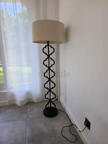 Decorative Iron Floor Lamp with Beige Drum Shade